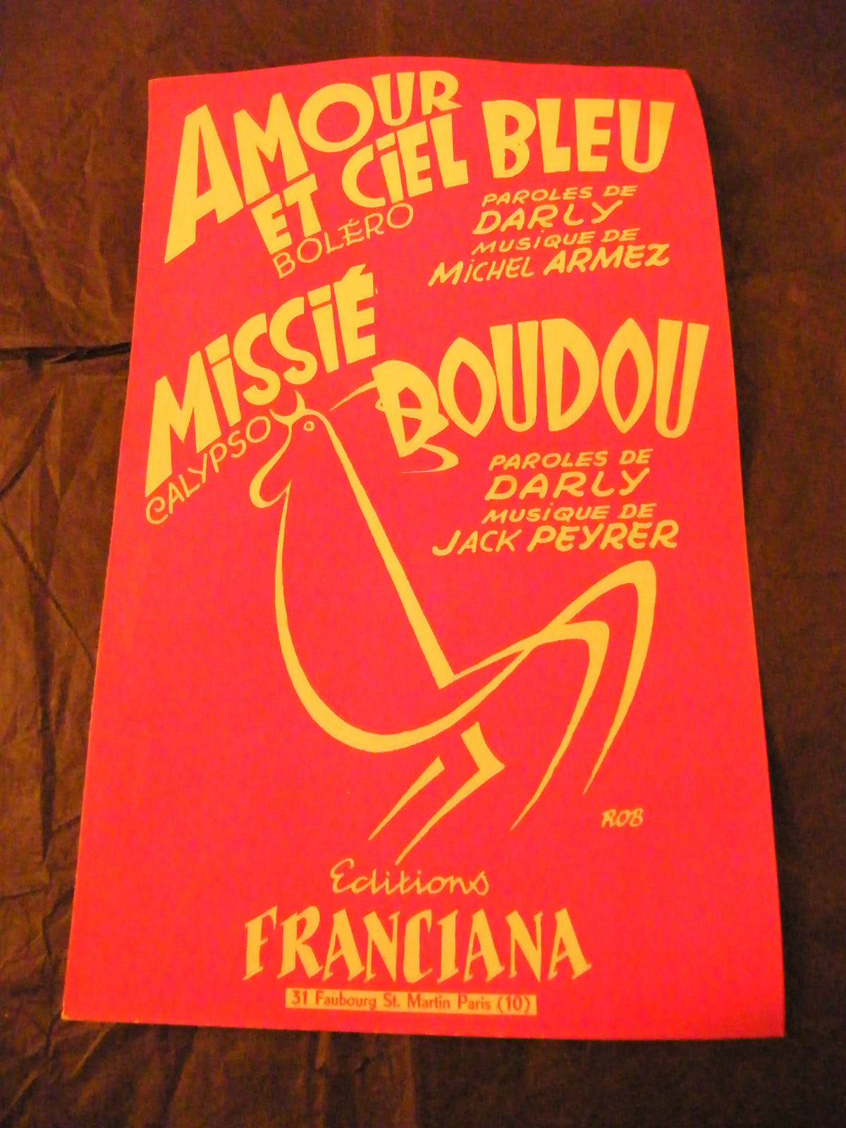 Love and Blue Sky Partition Armez Missié Doudou Peyrier Music Sheet