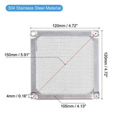 4 Griglie Metalliche 120x120mm Per Ventole PC - Con Viti E Cacciavite