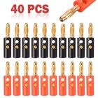 40Pcs Gold Plated Banana Plugs Audio Jack Speaker Wire Cable Screw Connector 4mm