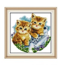 Gezählter Kreuzstich Katze Kitten Stickbild Stickvorlage 33x33 14CT NEU 