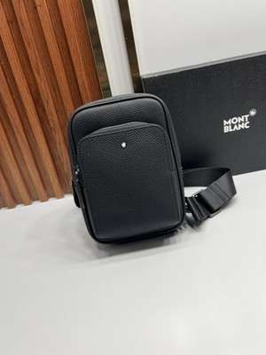 Montblanc Shoulder Black Leather Chest Bag # 88576