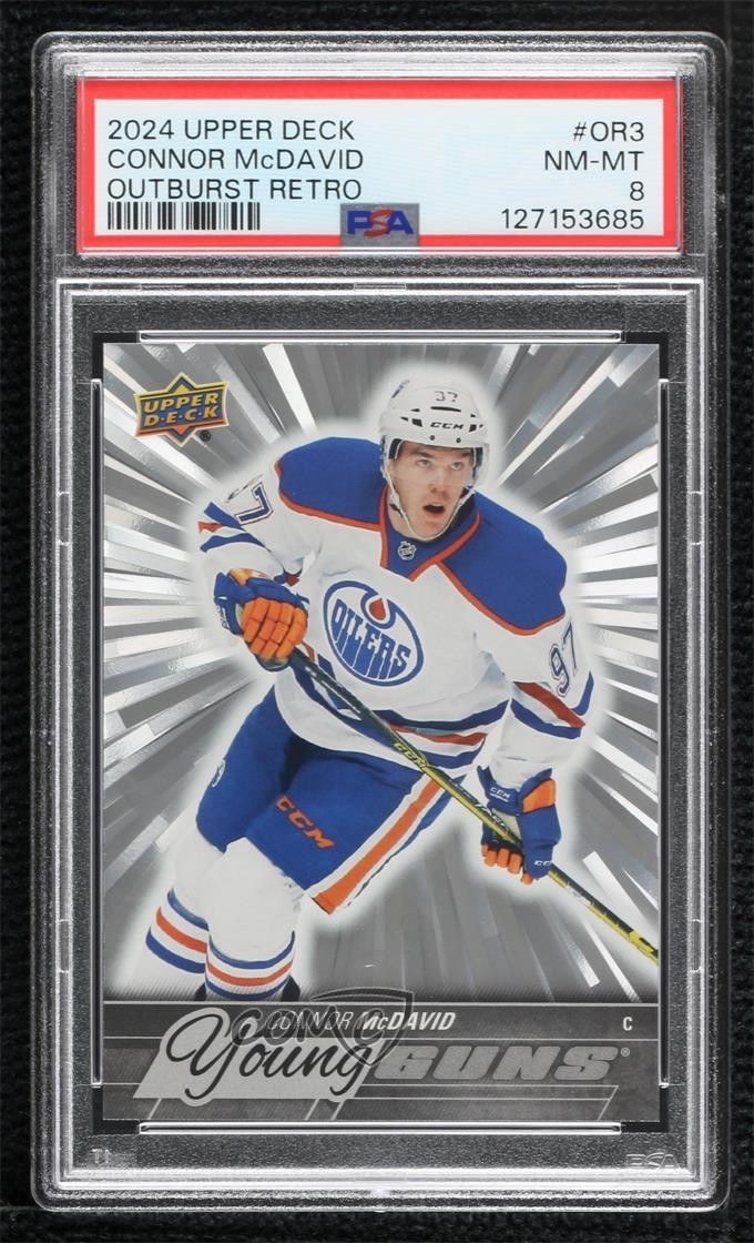 2024-25 Upper Deck Series 1 Outburst Retro Young Guns Connor McDavid PSA 8 q2c