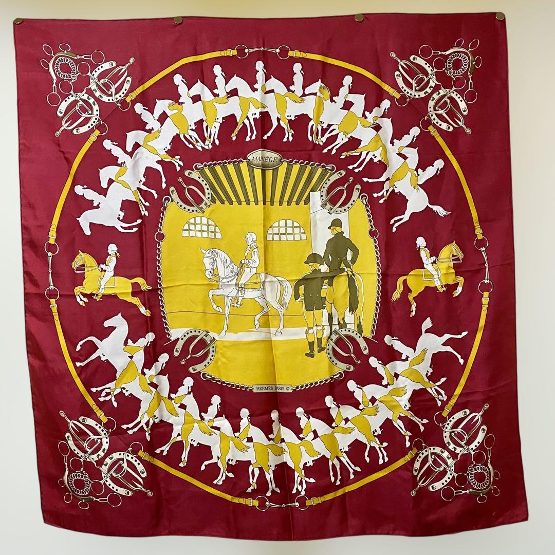 80's HERMES Carre 90 Large Silk Scarf MANEGE #QOC91A