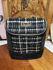Itzy Ritzy Chill Like A Boss Bottle Bag Black White Kelly Tweed Pattern Zip Top
