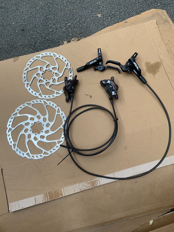 Shimano XT/SLX Brakes Front and Rear and rotors, Hope, Sram,