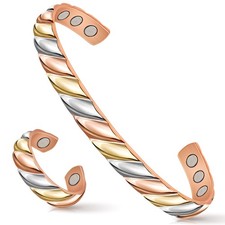 Copper Bracelets for Women Men Lymph Detox Magnetic Bracelet & Ring Magnetic ...
