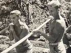 LOT OF 8 VTG WW2 SEMI NUDE HANDSOME SHIRTLESS MARINE LOGGING PHOTOS GAY MEN INT