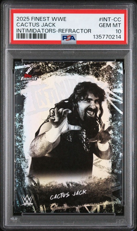 Cactus Jack PSA 10 2025 Topps Finest WWE Intimidators Refractor #INT-CC
