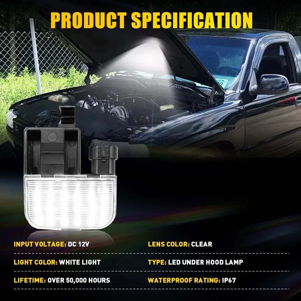 White LED Under Hood Lamp For Chevy Trailblazer Silverado Suburban Tahoe 1-10Set - Image 2 of 4