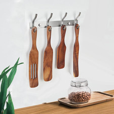 12 Inch Coat Rack Wall Mount with 4 Hooks, Silver Coat Hooks