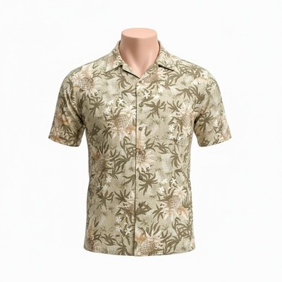 Campia Moda Hawaiian Aloha Shirt Small Floral Pineapples Tropical Flowers