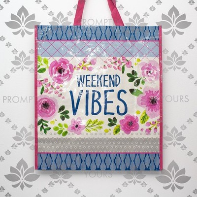 Cracker Barrel Weekend Vibes Large Floral Tote Bag Woven Polypropylene Reusable