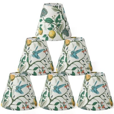 Set of 6 Clip-on Mini Chandelier Lamp Shades, Blue Bird and Lemon Tree Style ...