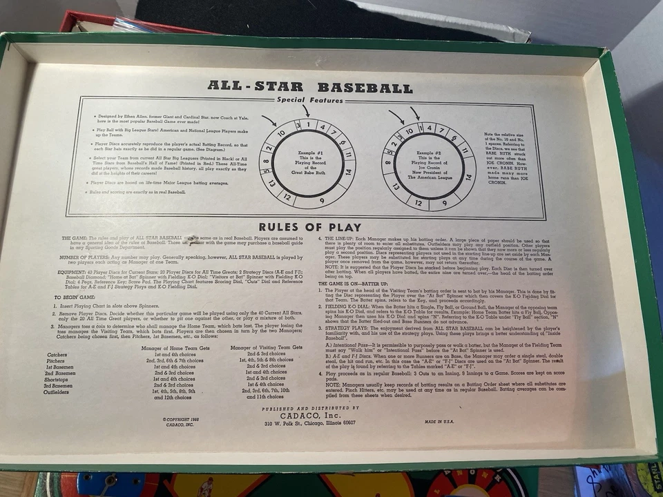 CADACO ALL STAR BASEBALL GAME 1966 Complete, Ethan Allen - Image 4 of 4