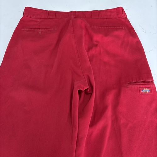 Dickies Mens 38x32 Double Knee Wide Leg Mechanic Pants Red Big Man Work - Picture 12 of 13