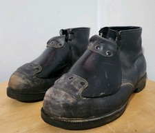 10.5 Mens Vintage Black Leather Safety Boots Workwear Lace Guard USA Made