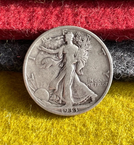 (#100696). Walking Liberty Half Dollar: 1933 S      VF    better date!