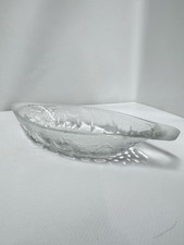 Vintage Clear Glass Banana Boat Fruit Bowl Embossed Grapes Cherries Strawberry