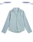 Ex White Stuff Women's Shirt - Long Sleeve Anne Cotton Mix Jersey Green