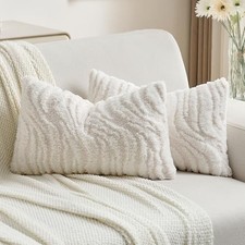 Decorative Throw Pillow Covers 12x20 Inch Set of 20" x 12" Pack of 2 White