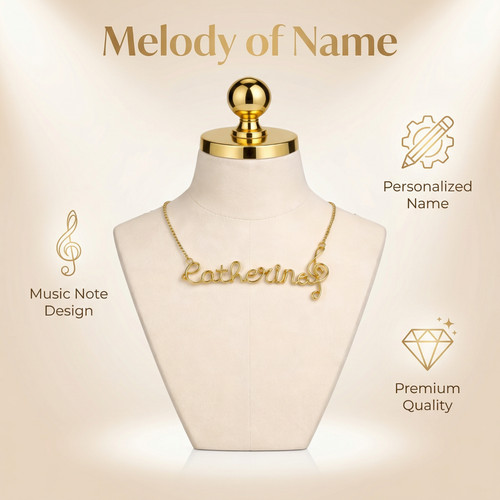 Personalized Music Note Necklace,Custom Gold Silver Jewelry for Music Lovers