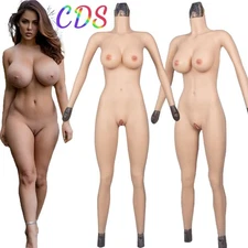 Silicone Bodysuit Breast Forms C/G Cup Fake Vagina Hip Shaping Female Body Suit