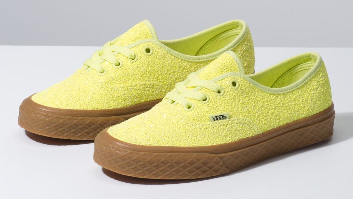 NEW Vans Glitter Sparkling Neon Yellow Women's Shoes #7 - VN