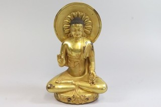 Buddha Shakyamuni 27 cm vergoldete Bronze Figur China Japan um 1900 (IH993)