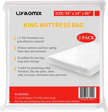 2 Pack King/Cal King Mattress Bags for for Moving and Disposal, 1.5 Mil 94" X 96
