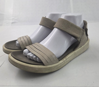 ECCO Flowt Sandals Womens Size 9 Taupe Strappy Open Toe Hook & Loop