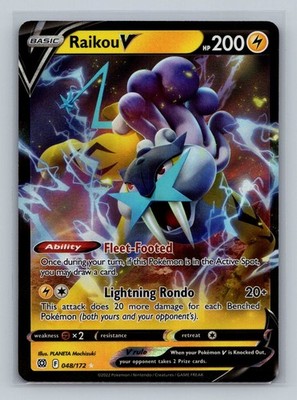 Raikou V Ultra Rare SWSH09: Brilliant Stars 048/172 Pokemon NM