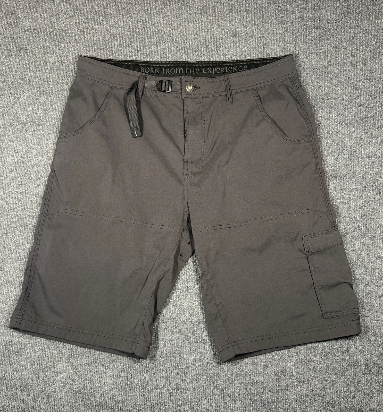 Prana Shorts Mens 38x12 L Gray Zion II Cargo Hiking Camping Belted Outdoors