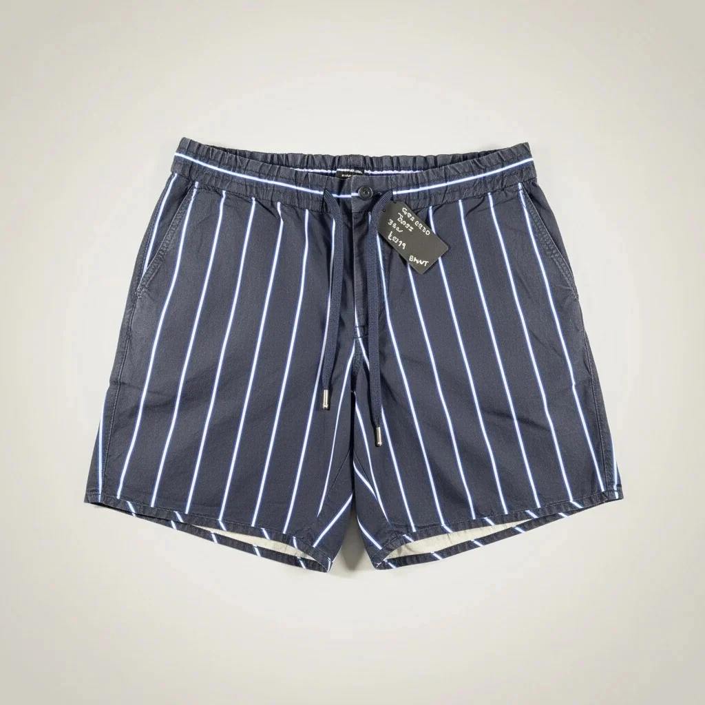 BOSS Kacey DS Shorts – Navy with White Stripes (New, Multiple Sizes)