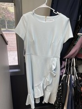 Calvin Klein Light White Ruffle Detail Dress Size 8