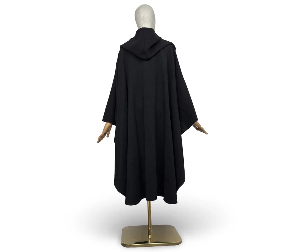 Poncho Jimmy Hourihan Capa Abrigo Largo Con Capucha Lana Cachemira Negro OS Foto 4 de 4