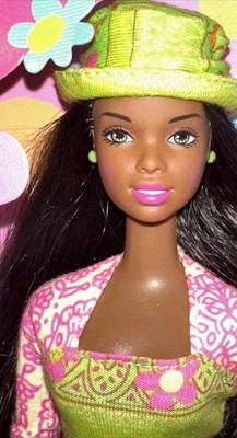 Barbie Flower Power Boho Hippie Green Eyed Christie Doll - MIB