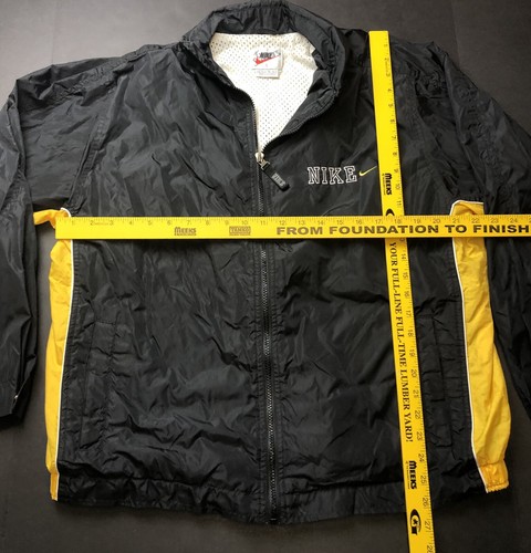 Vtg Nike Windbreaker Track Jacket Sz M Black Yellow Color Block Spell Out I37 - Picture 5 of 5