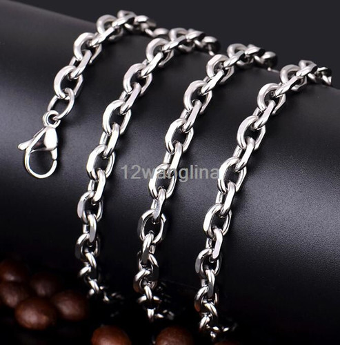 3/4/6/10mm Men's Chain Silver Tone Stainless Steel Rolo Link Necklace 18-40'' - Picture 5 of 9