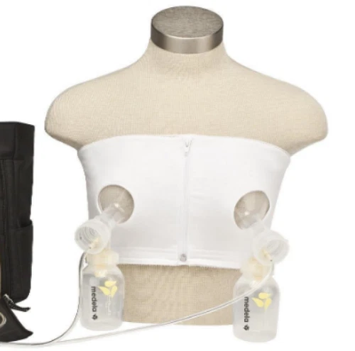 Medela Easy Expression Bustier Hands Free Pumping Bra Size Large Color White - Picture 2 of 6