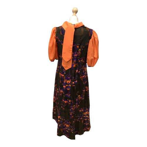WOMANS Hand Made Dress Size UK Small 8 1960s Vintage Brown & Orange EU36 - Picture 4 of 7