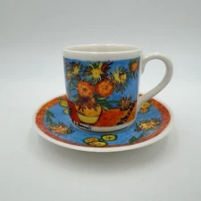 Vincent van Gogh Sunflower Espresso Demitasse Cup & Saucer Chaleur J Burrows