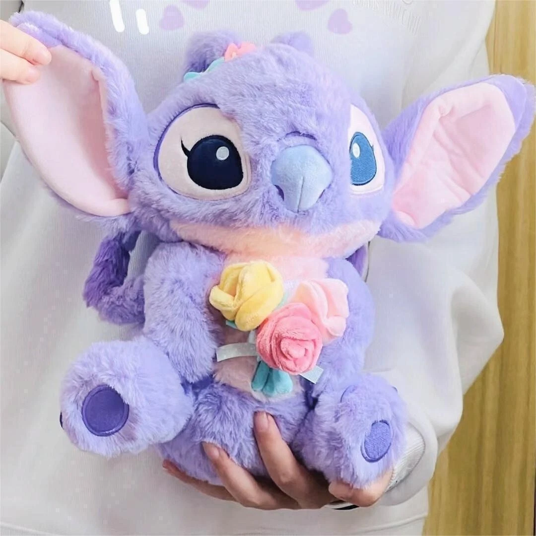 2022 Disney Lilo & Stitch Angel Flower Plush Toys 25cm Stuffed Doll Xmas  Gifts