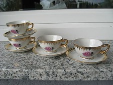 4 TASSES à MOKA / SOUC Porcelaine Italienne Décor ROSES  
