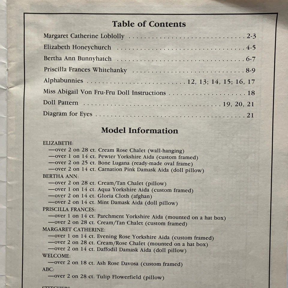 Bunnies Bees and ABCs Alma Lynne Designs Counted Cross Stitch Booklet 1989 - Image 3 of 4