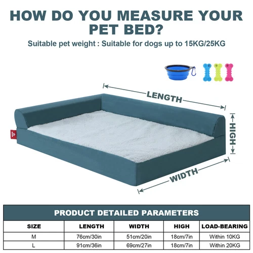 Removable Soft Dog Bed L Shaped Orthopedic Soft Memory Foam Pet Beds Couch Cover - Picture 13 of 29