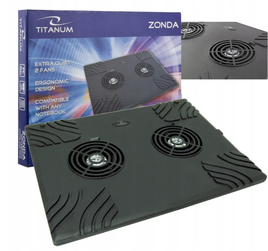 Base Supporto Raffreddamento Dissipatore Calore 2 Ventole Per Notebook Pc Laptop - Immagine 2 di 4