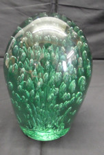 Antique Victorian Green Glass Dump Paperweight, Air Bubbles, Tear Drops 3.95kg