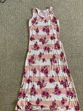 Exist M Maxi dress Pink White With Flowers Sleeveless M 95% Poliester