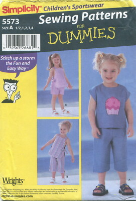 Simplicity 5573 Toddlers Capri Pants Shorts Top Sewing Pattern Uncut 1/2-4