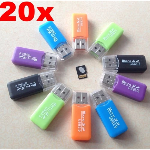 20X Lots High Speed Mini USB2.0 Micro SD TF Memory Card Reader Adapter Universal